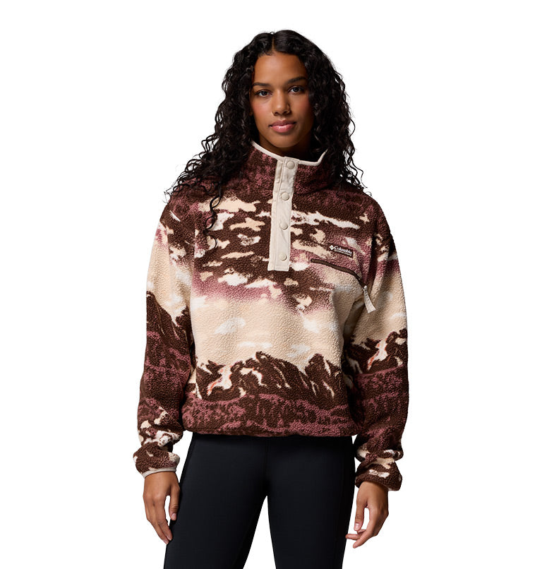 Women's Helvetia II Printed Cropped Half Snap Fleece Pullover