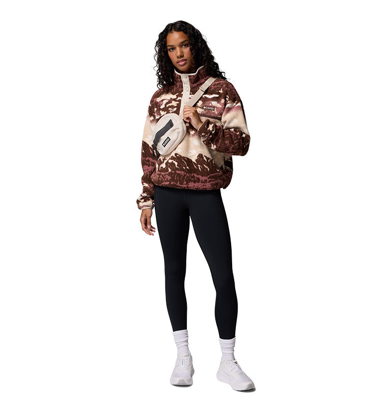 Women's Helvetia II Printed Cropped Half Snap Fleece Pullover