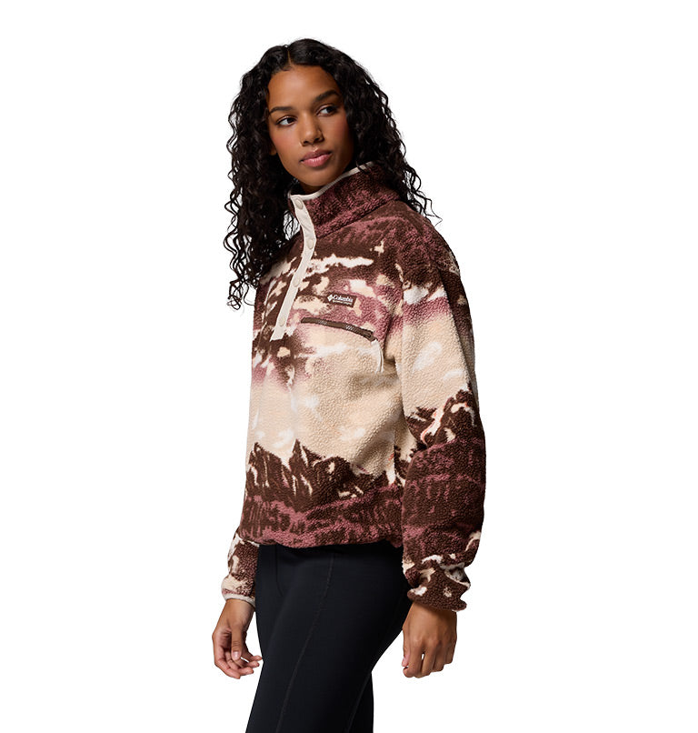 Women's Helvetia II Printed Cropped Half Snap Fleece Pullover