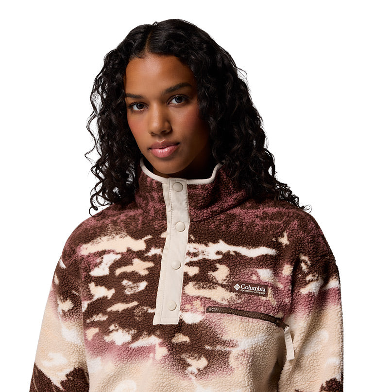 Women's Helvetia II Printed Cropped Half Snap Fleece Pullover