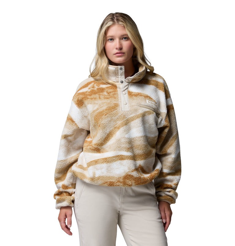 Women's Helvetia II Printed Cropped Half Snap Fleece Sweatshirt