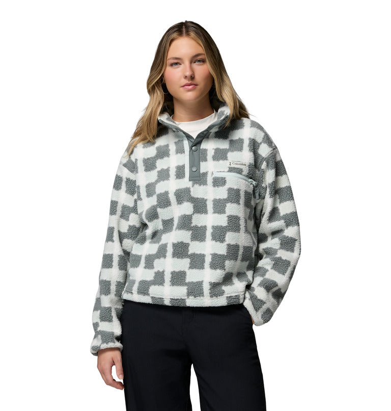 Women's Helvetia II Printed Cropped Half Snap Fleece Sweatshirt